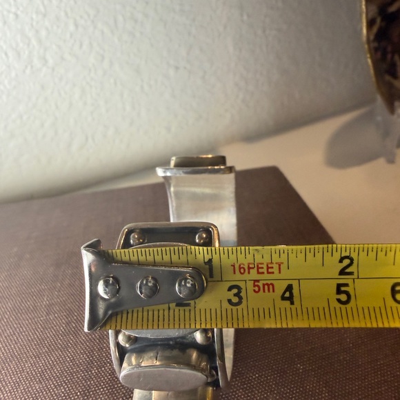 Vintage Taxco Mexico TB-95 .925 Sterling Silver Modernist Panel Cuff 55 grams - Picture 7 of 11